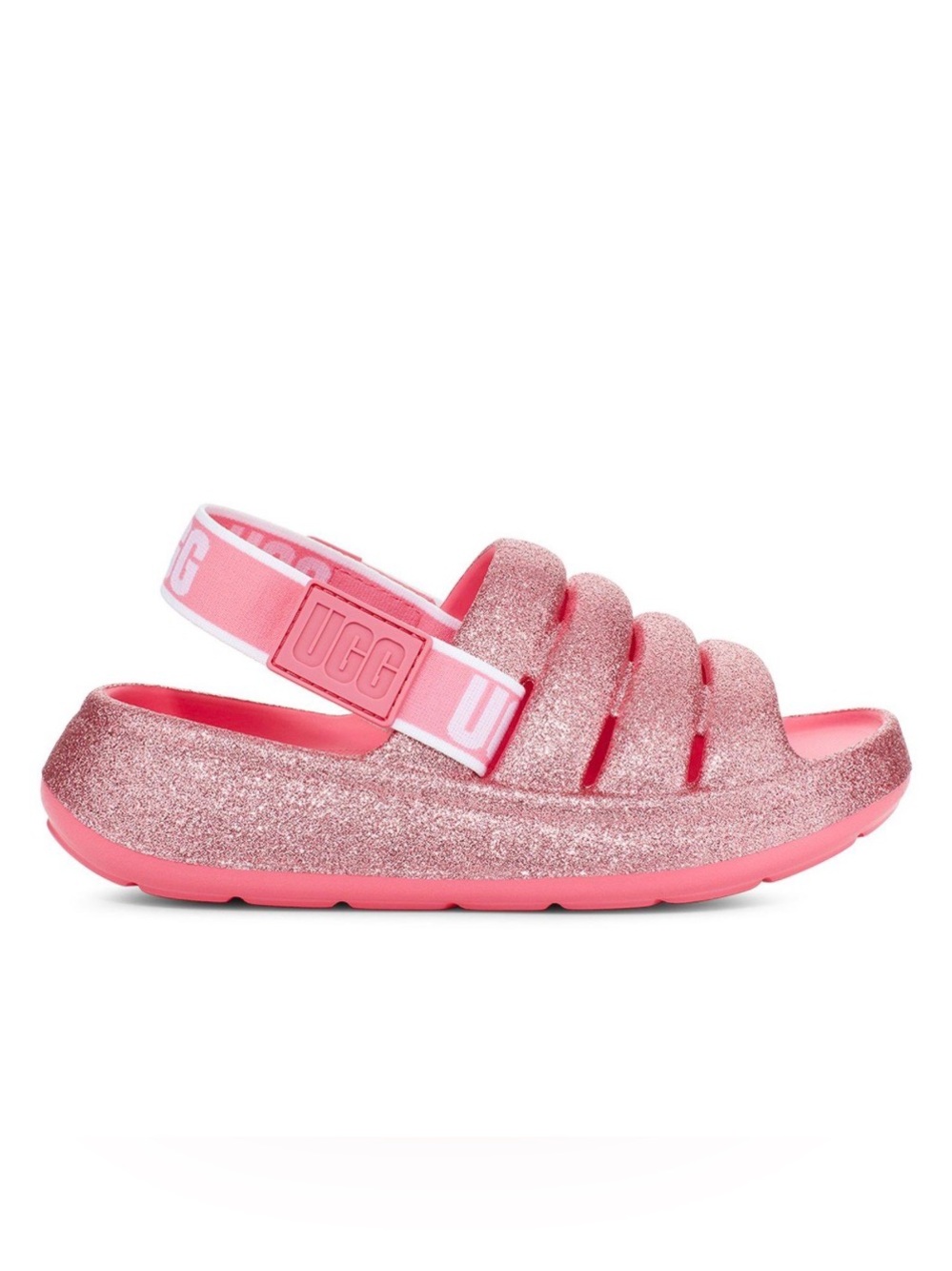 UGG Sport Yeah "Pink Glitter" Girls' Slide Size: 7